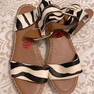 Used Franco Sarto size 10 zebra print fur sandals